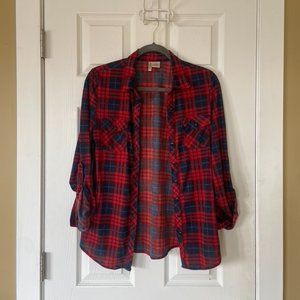 Womens Plaid Button Down